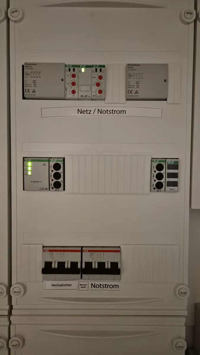 Netz- und Notstromumschaltung für eine PV-Anlage mit Speicher in Aachen